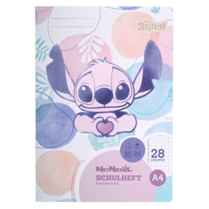McNeill Schulheft DIN A4 mit Stitch-Motiv, Lineatur 28, tintenfestes FSC®-Papier und glänzender Umschlag – perfekt für Schule & Lilo-und-Stitch-Fans
