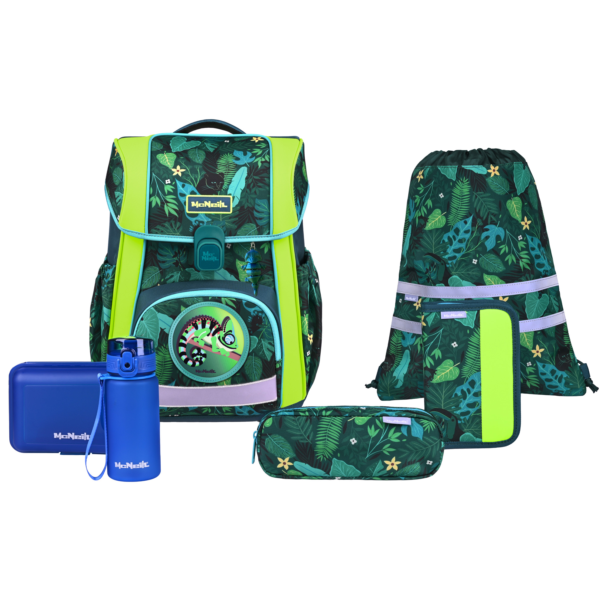 McNeill Primo Tropic Schulranzen – 9-teiliges Set mit Brotdose, Trinkflasche & McAddys – Bild 2