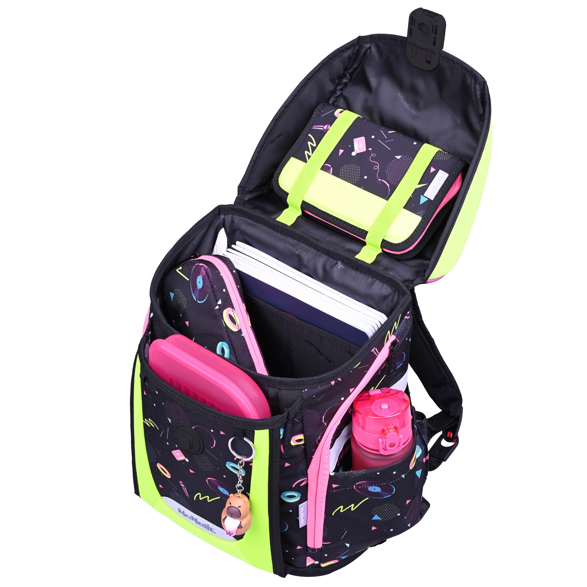 McNeill Primo Capybar Schulranzen – 9-teiliges Set mit Brotdose, Trinkflasche & zwei McAddys – Bild 5