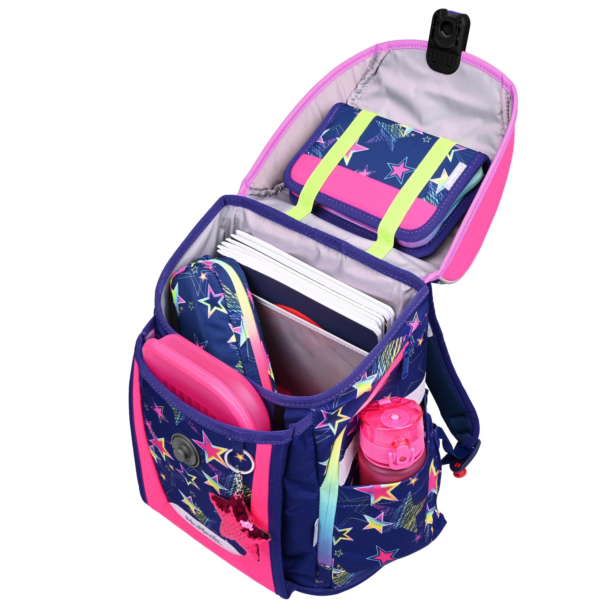 McNeill Primo Stars Schulranzen – 9-teiliges Set mit Brotdose, Trinkflasche & zwei McAddys – Bild 6